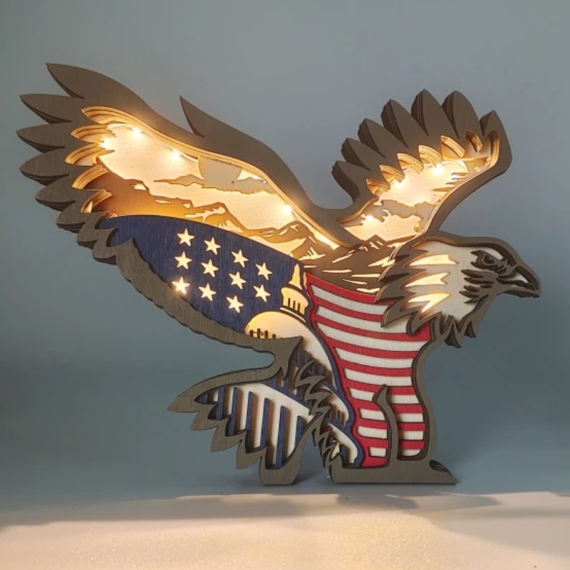 Trang trí thủ công bằng gỗ 3D Eagle